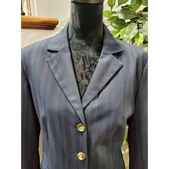 Isaac Mizhari Women Blue Lined Polyester Three Buttons Single Breasted Blazer 14 - Picture 2 of 12